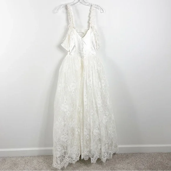 For Love & Lemons Vera Satin Lace Bustier Bridal Gown XS S NWT Crisp White